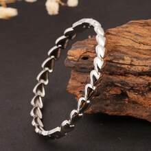 1pc 18K Gold-Plated Stainless Steel Hollow Heart Cuff Bracelet, Smooth Finish Bangle, Vintage Style Fashion Accessory For Women, Suitable For Daily Wear, Girlfriend/Wife Gift For Holidays, Anniversary - Gold - View 8