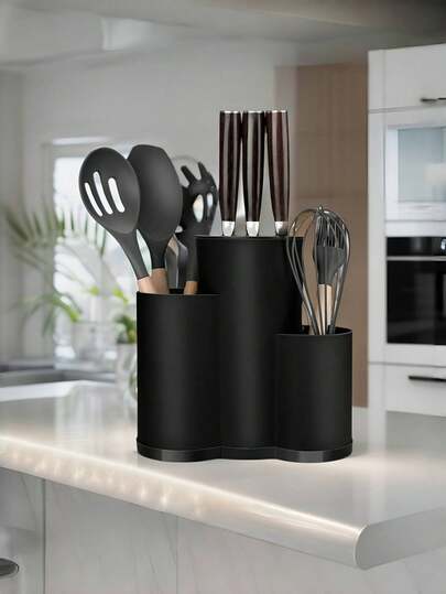 1pc Kitchen Utensil Organizer Rack, 3-In-1 Universal Kitchen Tool Holder For Storing Knife Rack, Empty Knife Block, Large Cooking Tools, Chopsticks, Knives, And More Space-Saving Kitchen Gadgets, Suitable For Halloween Gift, Christmas Gift, Year-End Shopping List