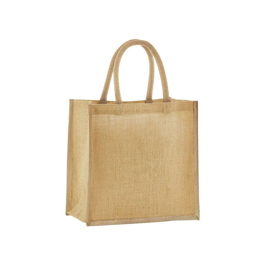 Mini Starched Jute Gift Bag (Natural) - Beige - View 1