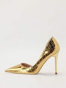 Fashionable Minimalist Pointed Toe Sexy Nightclub Slimming Stiletto Super High Heel Peep Toe High Heel Shoes, Elegant Ladies High Heels, Closed Toe High Heels, Elegant Women Shoes, Gold High Heels