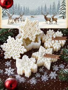 1 pièce Moule en silicone 3D en forme de flocon de neige de Noël - Outil décoratif pour l'artisanat fait main avec divers matériaux (bougies, savon, résine, argile douce, artisanat de gouttes de colle), moule en silicone réutilisable idéal pour les artisanats festifs de Noël