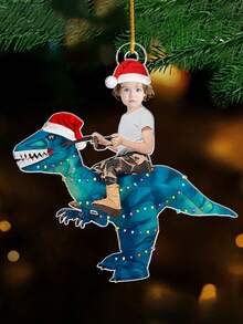Personalisierte Weihnachtsornament mit individuellem Gesicht auf Dinosaurier oder Einhorn, lustige Feiertags-Dekoration, einzigartiges Geschenk für Kinder, Familie und Freunde, personalisierte Name/Foto Ornament, Weihnachtsbaum Hängedekoration, Sammlerstück 2025, Feiertags-Dekoration