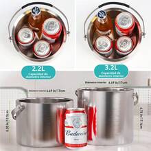 U Chef Hielera de Acero Inoxidable, Cubo de hielo, Cubo de Hielo Aislado, Hielera Portátil de Doble Pared de 3.2L con Tapa, Cuchara, Cubo de Hielo Aislado Actualizado para Bar de Cócteles y Fiestas. - 1 - Ver 7