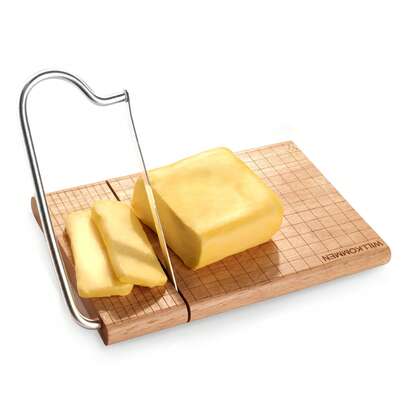 Wood Cheese Slicer, Cheese Cutter Board With Blade, 27.5cm X 21.3cm Small Cutting Board For Block Cheese, Butter, Sausage And Ham