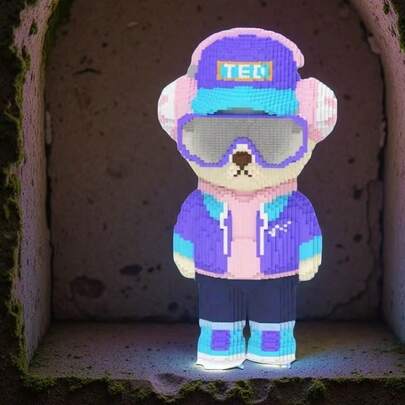 8012 peças de blocos de construção DIY de urso de pelúcia estilo rock, blocos educativos criativos projetados para adolescentes e adultos, brinquedo de quebra-cabeça para adultos, decoração de casa, presente de aniversário, presente de Natal