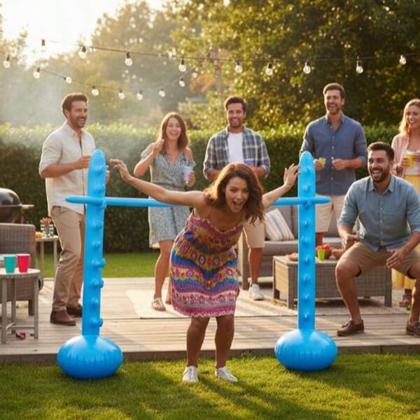 Bâton de jeu de limbo gonflable - Jeu de saut en hauteur portable pour fêtes intérieures et extérieures, plaisir à la plage et rassemblements familiaux, en matériau PVC, sans électricité requise, convient pour Halloween, Noël et fournitures de fête