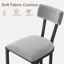 Counter Height Bar Stools, 26.4" Seat Height Bar Stools With Armless Design, Modern Pub Chairs With Upholstered Seat And Metal Legs For Kitchen Island Home Bar Dining Room, Set Of 2 - 灰色 - 查看 6