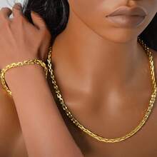 Hiphop Swedish Itay 750 18k Gold Plated Copper Chain Necklace Bracelet Jewelry Set For Women