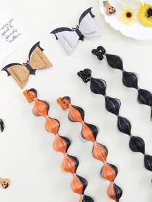 Set de accesorios para el cabello de Halloween - Pinzas para el cabello con murciélago y lazo, pinzas para trenzas con farolillo, pinzas para el cabello con trenzas de burbujas, pinzas para el cabello creativas con murciélago y lazo, accesorios esenciales para el cabello en fiestas de Halloween