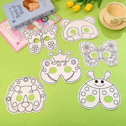 6 Stücke Gummiband Malstifte für Kindergarten Kunst und DIY Malmasken, Tier Malgeschenke, Kindertags Kritzelei. Sehr geeignet für Bastelaktivitäten von Kindern und Rollenspiele mit Tieren.