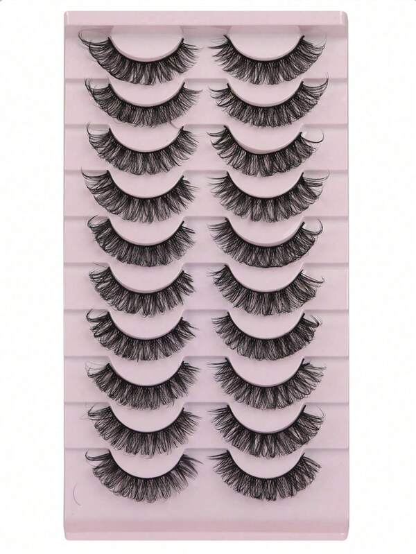 10 Pairs Dense Curly Russian False Eyelashes, Natural Looking Striped Style, Suitable For Stage And Party - Fragrance Free, Sold In Pairs - Mother's Day/Birthday Gift