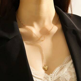 New Elegant Heart Necklace, Women's Fashion Choker Y-Necklace Jewelry