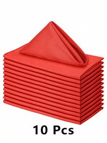 6/10/12pcs Red Cloth Napkins, Highly Absorbent, Washable, 100% Polyester Fabric, Hemmed Edges, Suitable For Hotel & Restaurant Dining