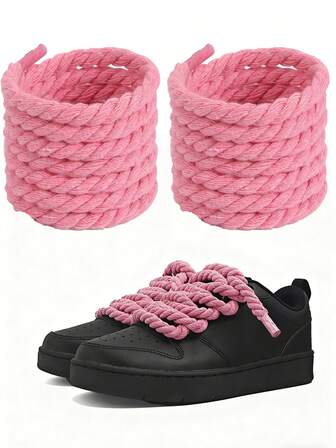 1pair Thick Rope Shoe Laces For Wide Round Chunky Shoelaces Replacement Strings For Sneakers(120cm/47.24inch)