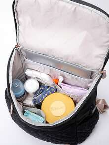 多功能防水绗缝尼龙妈咪背包，大容量孕妇尿布包 - 彩色 - 查看 3