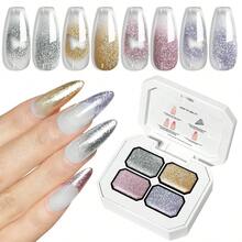 LIMEGIRL 免洗凝胶指甲套装，4 色闪光渐变指甲油套装，免洗凝胶法式指甲美甲免擦拭浸泡 UV DIY 艺术家庭沙龙 - 彩色 - 查看 13