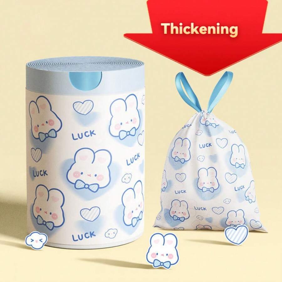 100PCS Garbage Bags, Thickened Garbage Bags, Drawstring Garbage Bags, Household Garbage Bags, Kitchen Garbage Bags, Portable Thickened Garbage Bags, Home Cleaning, Kitchen Cleaning, Party Cleaning, Christmas And New Year Cleaning Supplies - Random - View 1