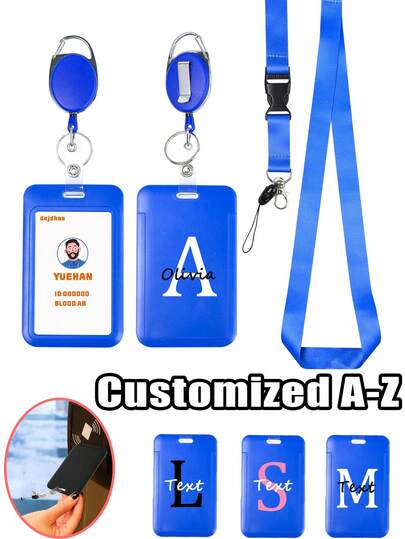 Customizable Plastic ID Card Holder With Retractable Keychain - Personalized Name Badge Holder, Suitable For Employees, Accessory, DIY, Lanyard Retractable Clip ID Card Holder, Employee ID Card Holder, Transit Card Holder, Card Holder