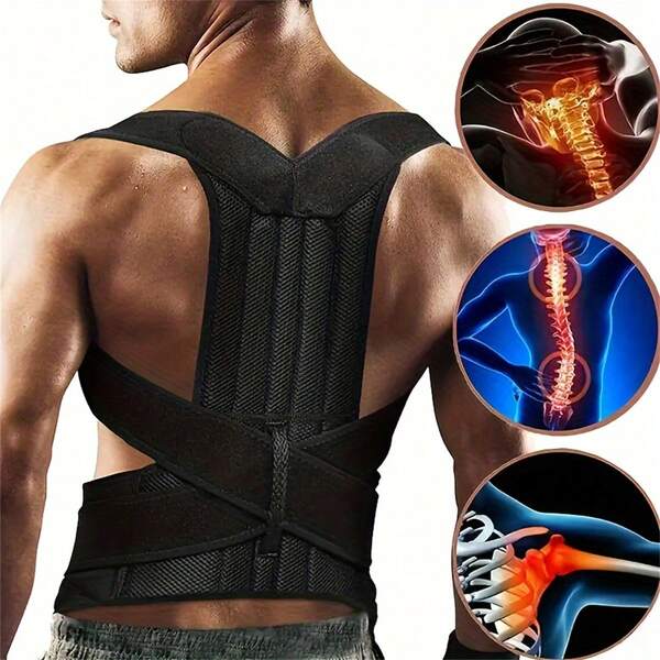 1pc Spring And Summer Posture Corrector For Men - Adjustable, Breathable Orthopedic Brace- Seamless Upper Back, Spine, Neck & Shoulder Support - Ideal For Daily Wear, Clavicle Stabilization - Promotes Healthy Posture, Prevents Slouching Exercise Waist Belt Suitable For Workout Home Sports And Walk