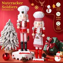 1个38厘米姜饼人饼干胡桃夹子，圣诞新品，可爱精致的设计，红色格子外观，创意独特，是理想的家居装饰、圣诞派对和新年装饰（姜饼厨师主题）。圣诞装饰、房间装饰、家居装饰、圣诞礼物、圣诞装饰品 - 彩色 - 查看 1