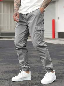 4-Piece Men's Durable Work Pants With Multiple Pockets For Outdoor Sports; Cargo Pants That Are Machine Washable And Make Great Holiday Gifts. - Color Mixing - View 2
