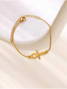 Stainless Steel Cross Charm Bracelet Man Christian Simple Chain Bracelets Bangle Love Jewelry Gifts