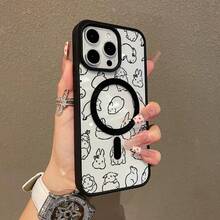 Premium Magnetic Case For IPhone11/12/13/14/15/16/17 Promax Air Plus Cute Bunny Sketch Pattern Y2k Cased MagSafe Ready, Anti-Fall, Springtok And Ultra-Thin Design |   Perfect For Everyday Use - trắng - Xem 6