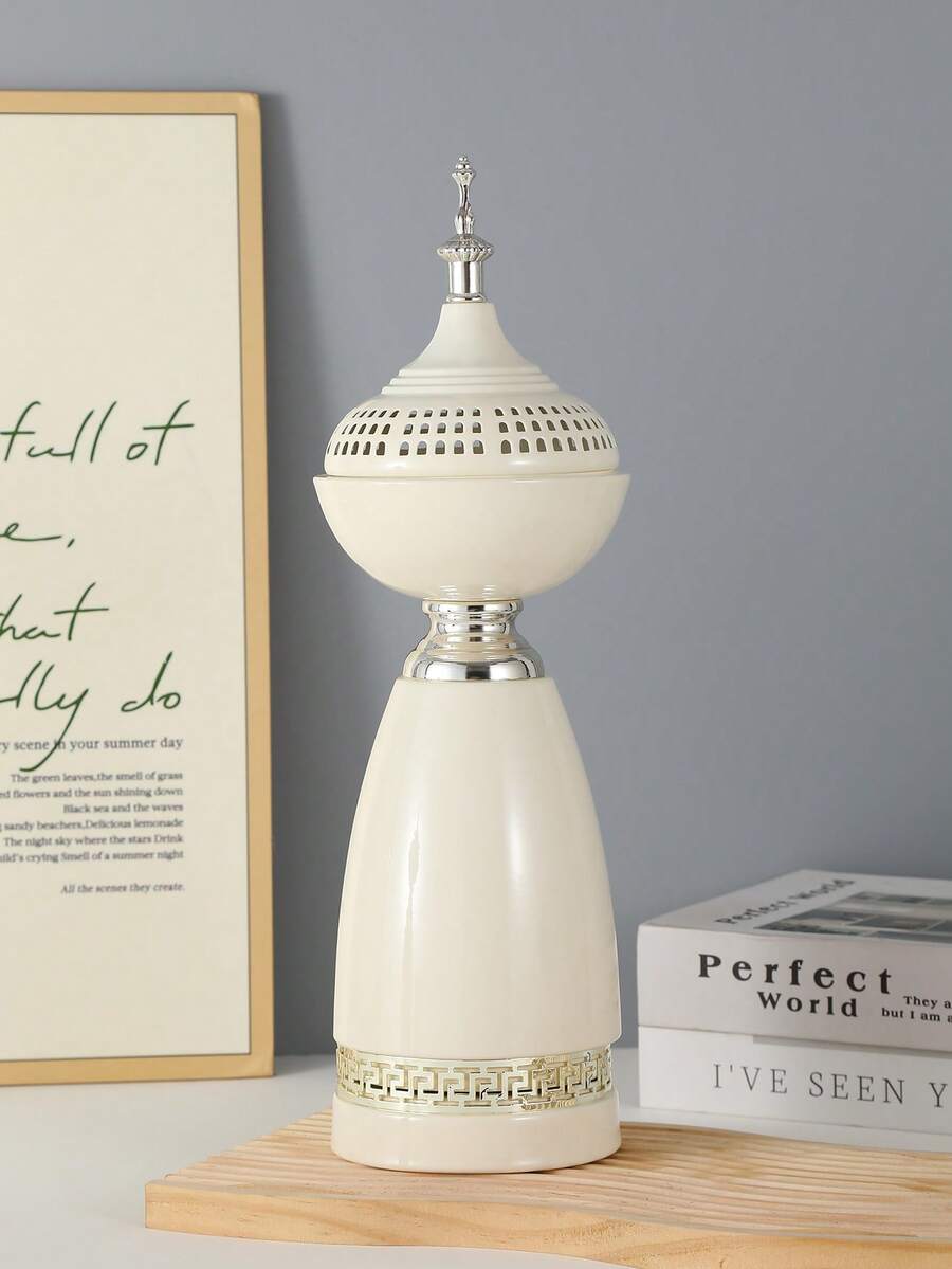1 pièce Brûle-encens en fer de 34,5 cm de hauteur, disponible en blanc crème et noir, décoration d'intérieur minimaliste et élégante, diffuseur d'aromathérapie, convient à diverses occasions, peut être utilisé comme cadeau pour les fêtes ou la remise des diplômes - Multicolore - Voir 1