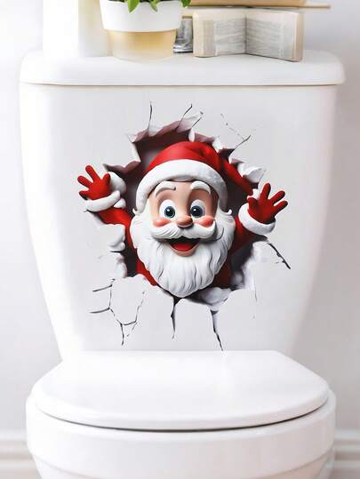 1pc Christmas Santa Claus Toilet Sticker, Wall Decal, Creative Santa Claus Toilet Lid Sticker, Decorative Wall Stickers, Home Decorations, Bathroom Decoration, Easy To Apply, Bathroom Accessories, Toilet Accessories, Christmas Theme Party Supplies, Wall Decor, Toilet Decor, Room Decor, Merry Christmas Decorations, Christmas Party Decorations, Decor, Decor, 2026 New Year Decor, Party Favors Christmas Decorations Home