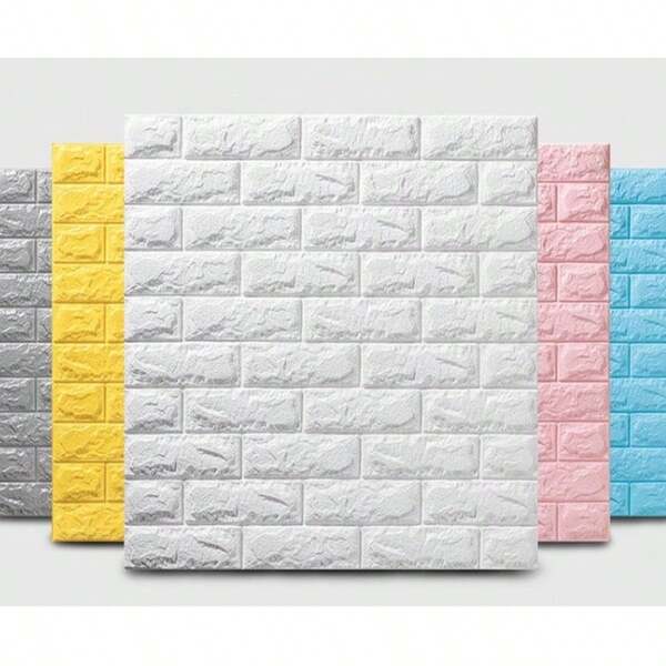 1pc Brick Wall Sticker, Waterproof Self-Adhesive Mosaic Style Panel, Disposable, Suitable For Kitchen, Living Room, Bathroom, Corridor, Office, Home And Dormitory Decoration