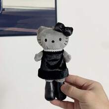 Sanrio Hello Kitty 长腿毛绒公仔带天使翅膀和恶魔长腿，银色蓬松小猫背包吊坠，儿童节和生日礼物