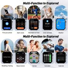 Reloj inteligente de última moda con diseño tecnológico, función de linterna LED, correa de silicona de 2.01 pulgadas, pantalla táctil completa, para deportes al aire libre, para hombres y mujeres, llamadas inalámbricas, responder llamadas, recordatorio/rechazo de llamadas, notificación de mensajes, podómetro deportivo, música inalámbrica, múltiples modos deportivos, adecuado como regalo de cumpleaños, regalo de vacaciones, regalo de graduación, regalo de Halloween para parejas, ancianos, amigos, compañeros de clase - Multicolor - Ver 8