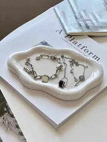 Khay đựng trang sức nữ, khay tròn, đĩa sứ hình đám mây độc đáo, vật dụng trang trí bàn trang điểm dễ thương, quà tặng ấm áp cho Ngày của Mẹ, sinh nhật, Giáng sinh, khay trưng bày sơn móng tay và trang sức, đạo cụ chụp ảnh, trang trí phòng. - Nhiều màu - Xem 4