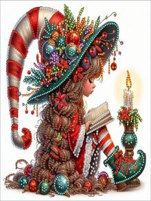 1 buc - Kit de pictură cu diamant în stil basm de Crăciun în noapte, pictură cu diamant în formă asimetrică DIY, meșteșuguri decorative, cadou creativ ideal lucrat manual, pictură unică pentru decor de perete, potrivită pentru decorul de perete al casei, 29,8x29,8 cm, fără ramă