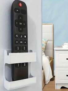 1 Estante de almacenamiento de control remoto con múltiples compartimentos "Fácil de acceder" - Estante de almacenamiento de escritorio creativo para el hogar, soporte para control remoto - Organizador de control remoto, estante flotante montado en la pared, instalación sin agujeros, soporte para control remoto montado en la pared de silicona, soporte para TV y herramientas de plástico, caja de almacenamiento montada en la pared