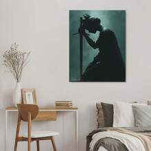 Silhouette Of Woman With Sword Canvas Wall Art Mysterious Portrait Decorative Prints For Living Room Bedroom Wall Decor Art Painting Pictures Canvas Wall Art Room Decor Halloween Decor Home Decor Christmas Decoration Bedroom Decor Christmas Decorations Christmas Decoration 2025 - 框架 - 查看 5