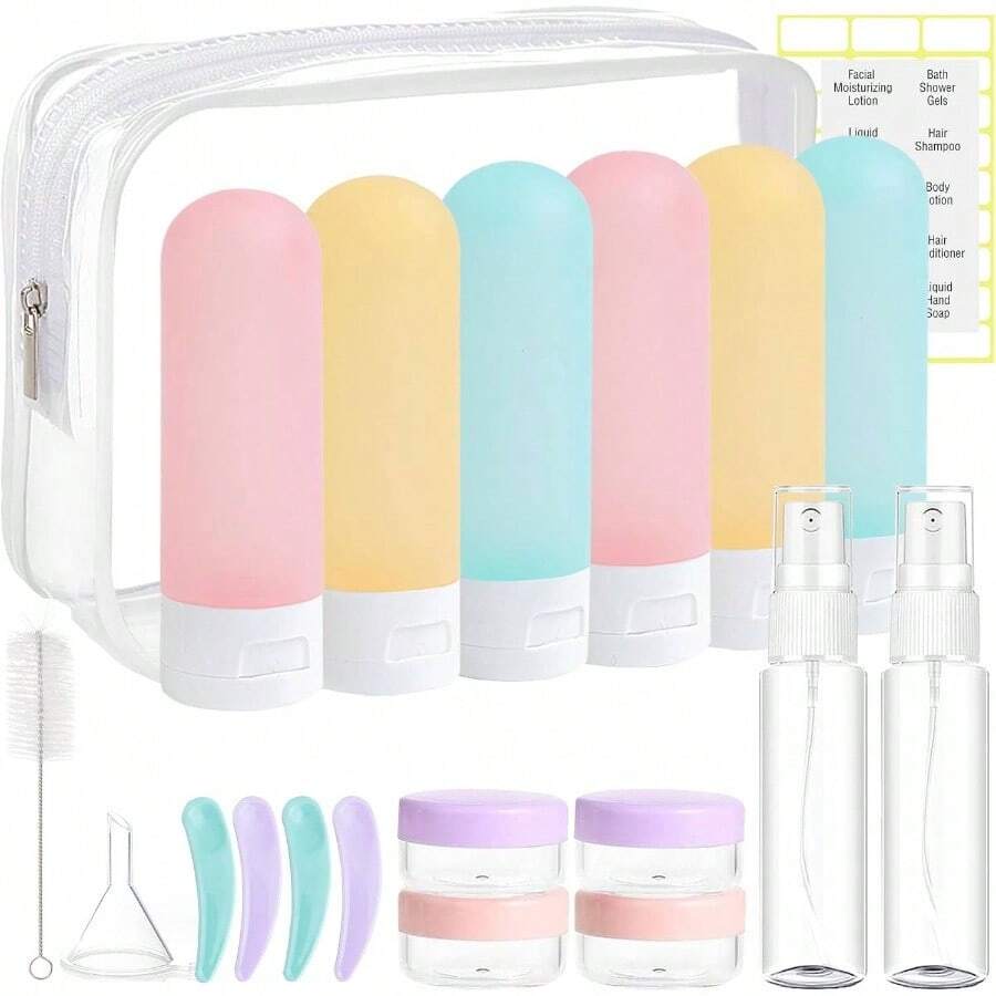 20 Pack Travel Bottles Set Toiletries TSA Approved, Leak Proof Travel Size Containers Kit Portable Refillable Travel Accessories Shampoo Conditioner Lotion Liquids Multi - Color B