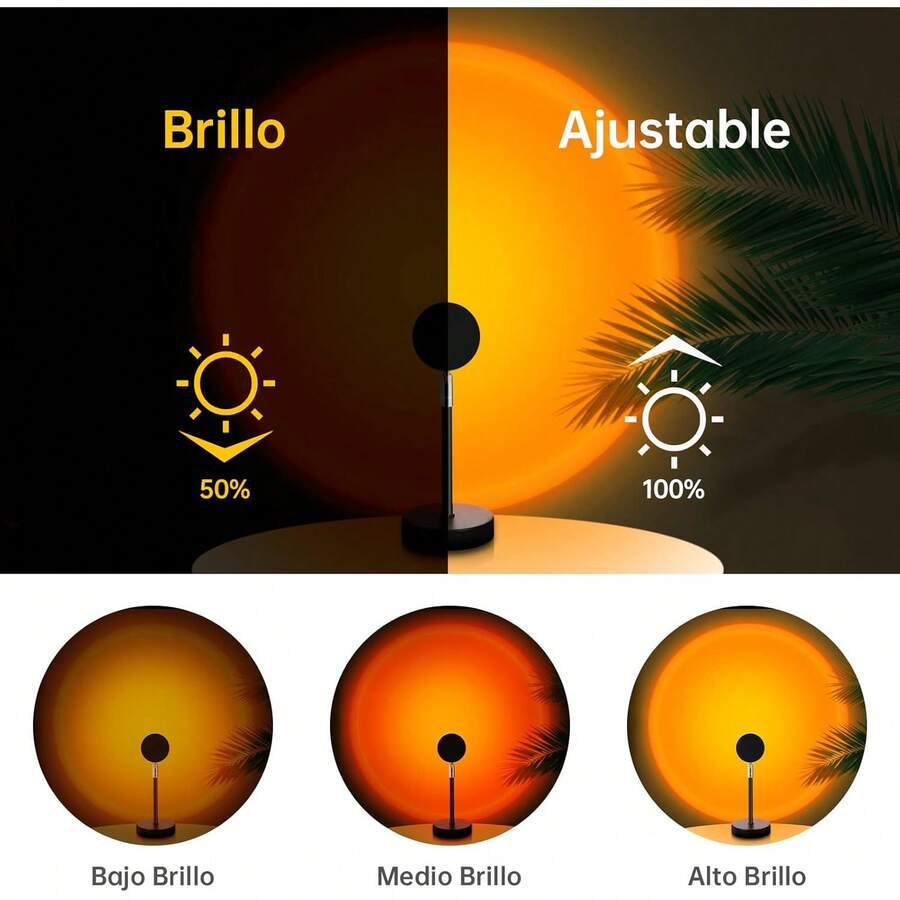 YOMYM Lampara Atardecer, Lámpara de proyección con 16 Colores Admiten Control Remoto, Proyector de Luzíris de Rotación de 360 Grados, Lámpara LED para Hogar, Dormitorio, Exterior, Jardín - 1 - Ver 1