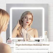 CLIPOP Dressing Table With LED Lights Mirror, Adjustable Brightness, Vanity Desk Set With Stool, Modern White Bedroom Makeup Table With Storage Drawer For Women - White - View 8