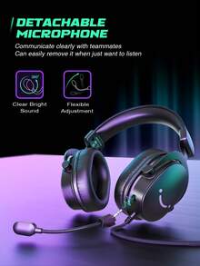 AmpliGame PC Gaming Headset, USB Headset With 7.1 Surround Sound, Detachable Microphone, Control Box, 3.5mm Headphones Jack, Over-Ear Wired Headphones ForComputer Switch, Black-FIFINE H9 - Black - View 7