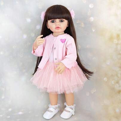 55cm Acrylic Eye Exquisite Simulation Doll Diy Hairstyle Fully Vinyl Rebirth Dolls Accompany Playing Toys Christmas Surprise Gift