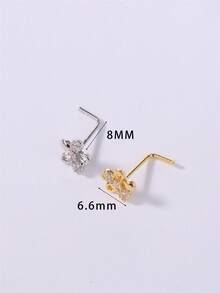 1PC/4PCS Butterfly And Flower L-Shaped Nose Studs – Sparkly CZ Nose Pins Piercing Jewelry For Women Girls Daily Wear