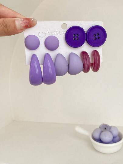 5 pares de pendientes de moda exagerados de acrílico con diseños vintage de moneda, gota de agua y geométricos, adecuados para mujeres, Día de la Madre, San Valentín, Navidad, Año Nuevo y uso diario