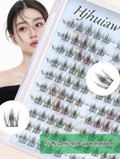 100 عنقود من 10 صفوف من رموش عين صناعية طبيعية تقليد الجنية بتصميم زهرة الكاميليا الجبلية الحلوة، مناسبة للمبتدئات في المكياج الخفيف