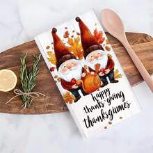 2 pièces/100 pièces Set de serviettes de cuisine avec motif d'automne, de nain et de citrouille, convient pour restaurant, cuisine, salle de bain, décoration intérieure, décoration de fête, cadeau de vacances, peut être offert comme cadeau de Thanksgiving