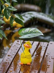 قطعة واحدة تمثال بطة مطاطية حديثة من الراتنج - تمثال كرتوني للجمع، ديكور منزلي للخريف للديكور الحديقة، اكسسوارات الحديقة، ديكور الغرفة، ديكور غرفة المعيشة، ديكور المنزل، لوازم الحرف اليدوية.