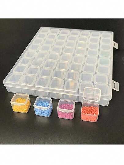 56 Compartment/4 Compartment Jewelry Box, Portable Detachable Storage Box, DIY Organizer Box, Desktop Storage Box With Lid, Pill/Medicine Storage Box, Transparent Plastic Organizer Box, Suitable For Rings, Earrings, Necklaces, Nail Accessories, Electronic Components, Multi-Function Storage Box