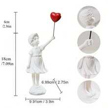 1 Piece Of Love Balloon Girl Statue Ornament, Resin Christmas Desktop Decoration Table, Shelf Decoration, Wedding Party Gift Statue Ornament.