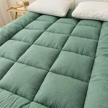 3D珠光床垫垫层 - 超柔软透气蓬松床垫，亲肤舒适，适用于卧室、榻榻米、宿舍、露营 | 四季皆宜，厚度2.36-3.2英寸，床垫保护套 - 抹茶綠色 - 查看 5