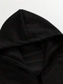 男士连帽拉链卫衣，休闲宽松套头衫，加厚设计，适合春秋季穿着，长袖上衣 - 黑色 - 查看 7